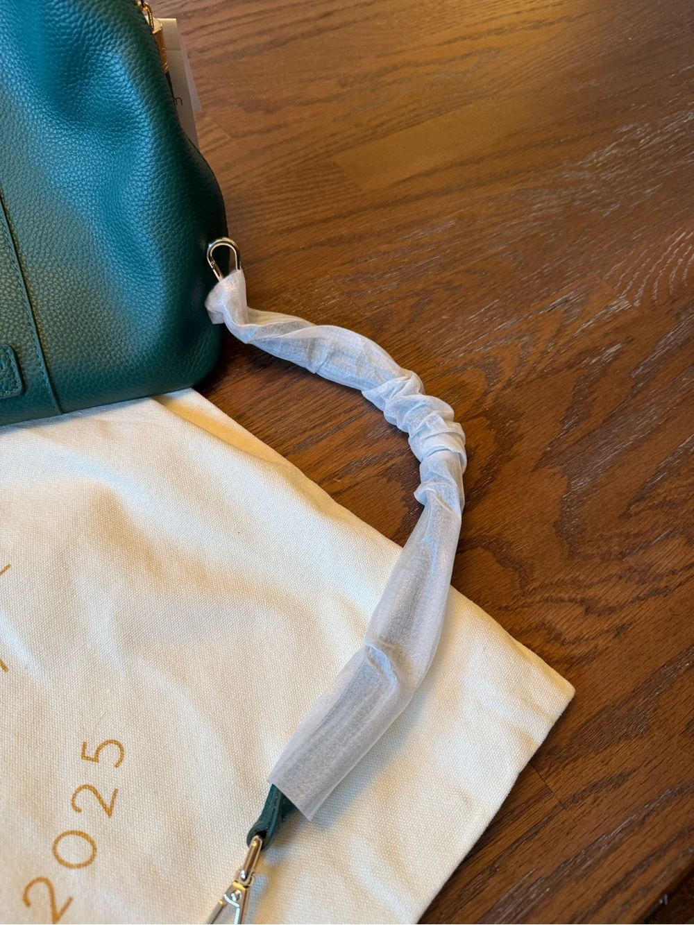 PomPom London Emerald Green Pebbled Leather Shoulder Bag